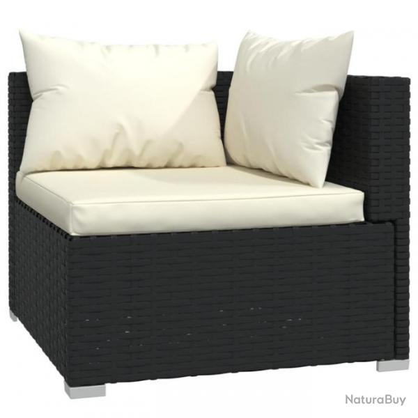 Salon de jardin 3 pcs avec coussins Noir Rsine tresse 317494