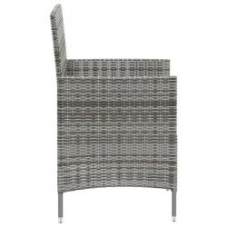 Mobilier à dîner de jardin 3pcs et coussins Résine tressée Gris 3094873