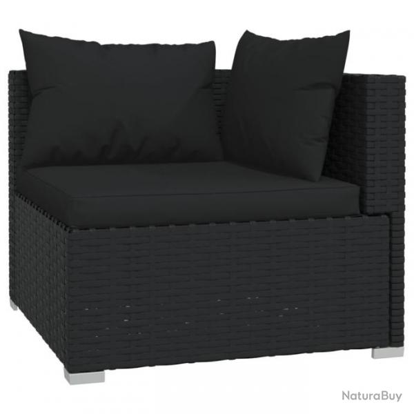 Salon de jardin 3 pcs avec coussins Noir Rsine tresse 317527