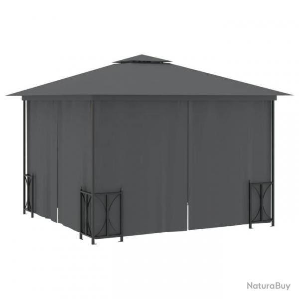 Tonnelle avec parois et toit double 3x3 m Anthracite 318541