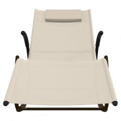 Chaises longues à bascule 2 pcs Crème Acier et textilène 318130