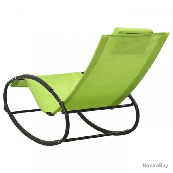 Chaise longue avec oreiller Acier et textilne Vert 317586