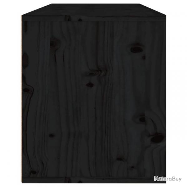 Armoire murale Noir 80x30x35 cm Bois de pin massif