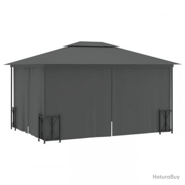 Tonnelle avec parois et toit double 3x4 m Anthracite