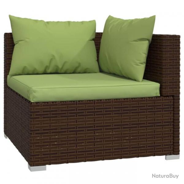 Salon de jardin 3 pcs avec coussins Marron Rsine tresse 317560