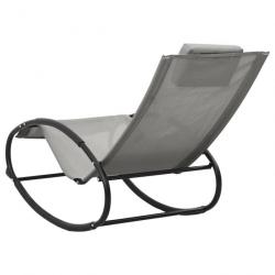 Chaise longue avec oreiller Acier et textilène Gris 317584