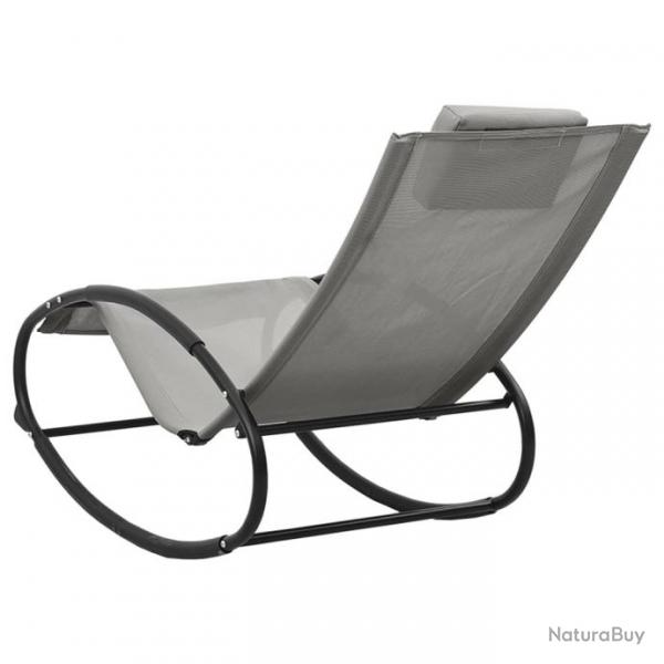 Chaise longue avec oreiller Acier et textilne Gris 317584