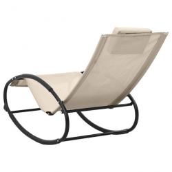 Chaise longue avec oreiller Acier et textilène Crème 317585