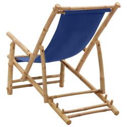 Chaise de terrasse Bambou et toile Bleu marine 318596