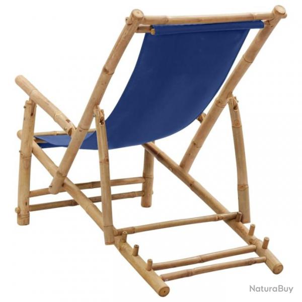 Chaise de terrasse Bambou et toile Bleu marine 318596