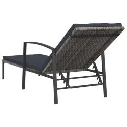 Chaise longue de jardin avec coussin Résine tressée Gris 317636