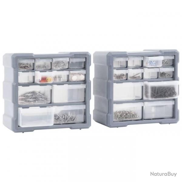 Organisateurs multi-tiroirs avec 12 tiroirs 2 pcs 26,5x16x26 cm 147582