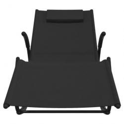 Chaises longues à bascule 2 pcs Noir Acier et textilène 318128