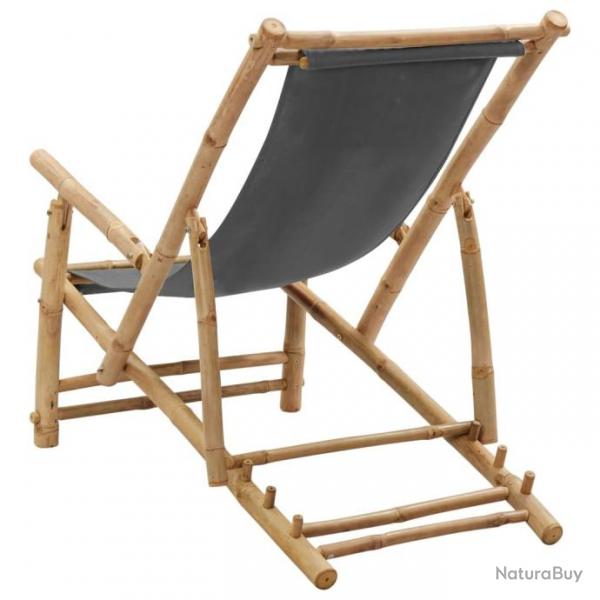 Chaise de terrasse Bambou et toile Gris fonc 318595