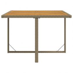 Table de jardin Beige 109x107x74 cm Résine tressée bois massif 316791