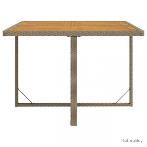 Table de jardin Beige 109x107x74 cm Rsine tresse bois massif 316791