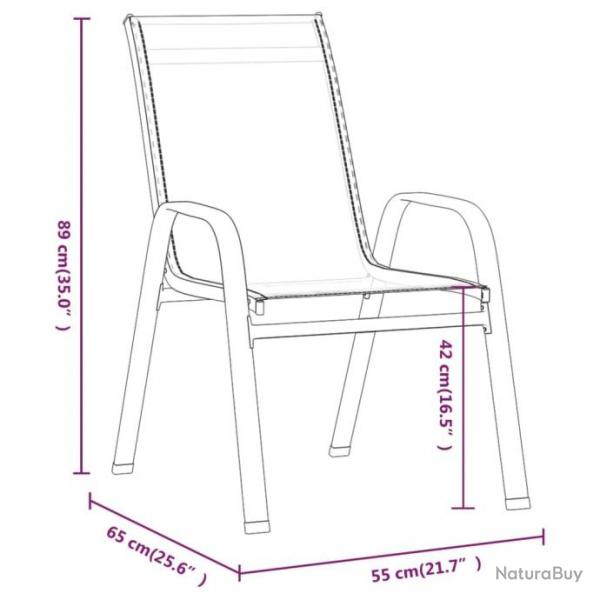 Chaises empilables de jardin 4 pcs Gris Tissu textilne 318781