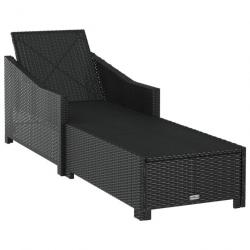 Chaise longue avec coussin blanc crème Résine tressée Noir 317179