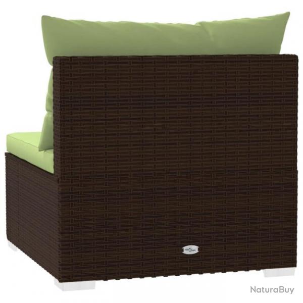 Canap central de jardin avec coussins Marron Rsine tresse 317559