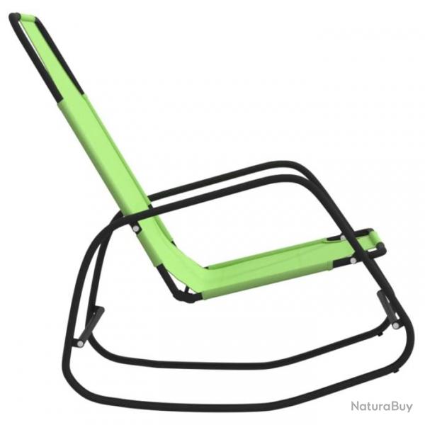 Chaises longues  bascule 2 pcs Vert Acier et textilne 318143