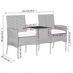 Canapé jardin 2 places et table basse Résine tressée Anthracite 317624