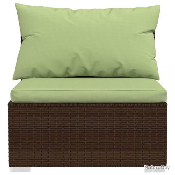 Salon de jardin 6 pcs avec coussins Rsine tresse Marron