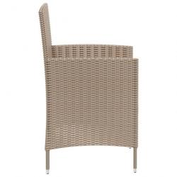 Mobilier à dîner de jardin 3 pcs coussins Résine tressée Beige 3094901