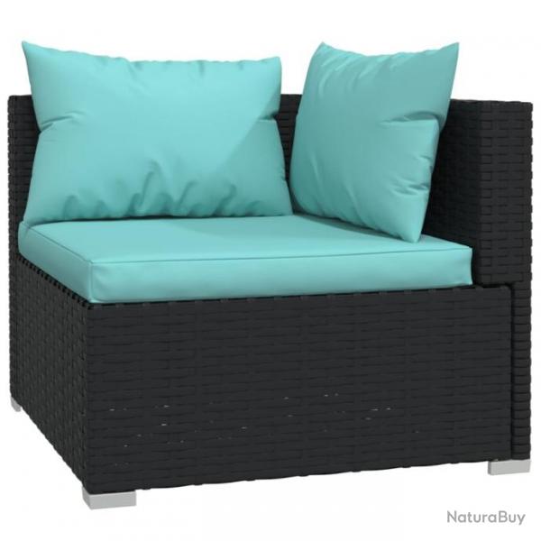 Salon de jardin 3 pcs avec coussins Noir Rsine tresse 317538