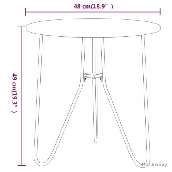 Table  th Noir 48 cm MDF et fer 331671