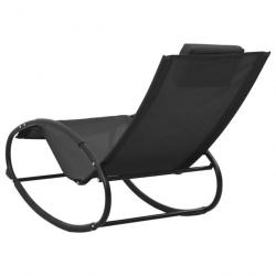 Chaise longue avec oreiller Acier et textilène Noir 317583