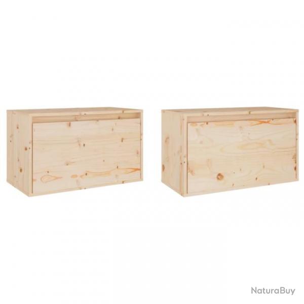 Armoires murales 2 pcs 60x30x35 cm Bois de pin massif 813446