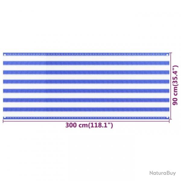 cran de balcon Bleu et blanc 90x300 cm PEHD 310888