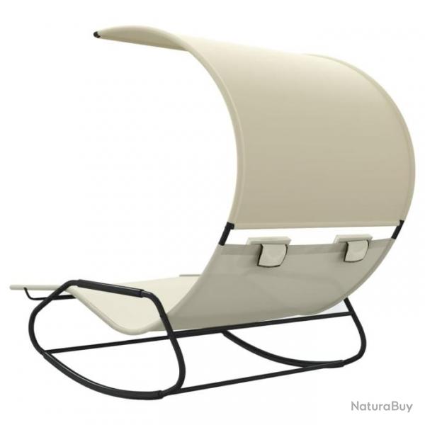 Chaise longue double  bascule avec auvent Crme 317589