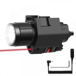 Lampe Torche LED 200 lm +Laser ROUGE Tactique Interrupteur Distant Arme Airsoft avec rail 20 mm