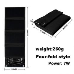 Chargeur solaire étanche 7W, pour randonnée en plein air,power bank,