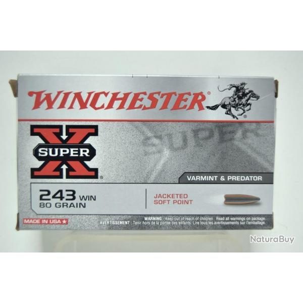 winchester 243 Win Super X 80gr x1 boite