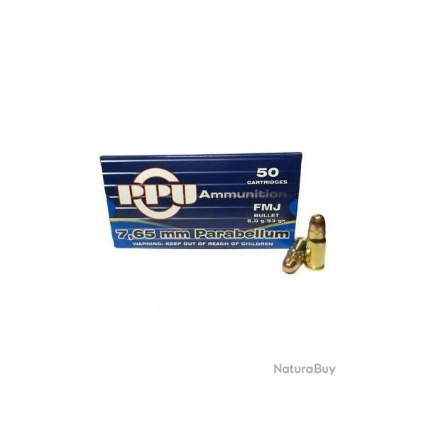 Munitions 7.65 Parabellum PPU 93 gr FMJ