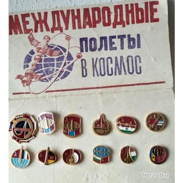 LOT DE 12 PIN'S PINGLETTES INTERCOSMOS ESPACE URSS CCCP