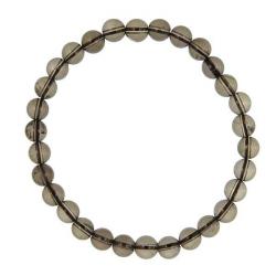 Bracelet en cristal fumé - perles rondes 6 mm