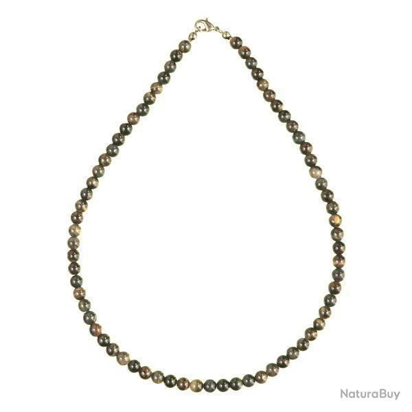 Collier en oeil de faucon - Perles rondes 6 mm