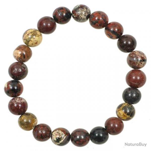 Bracelet en jaspe breschia - perles rondes 8 mm