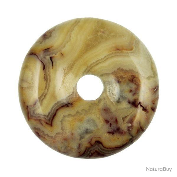 Donut Pi Chinois en agate crazy lace pour pendentif 3 cm