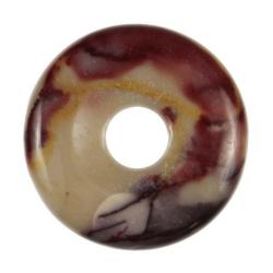 Donut Pi Chinois en jaspe mokaite pour pendentif 4 cm