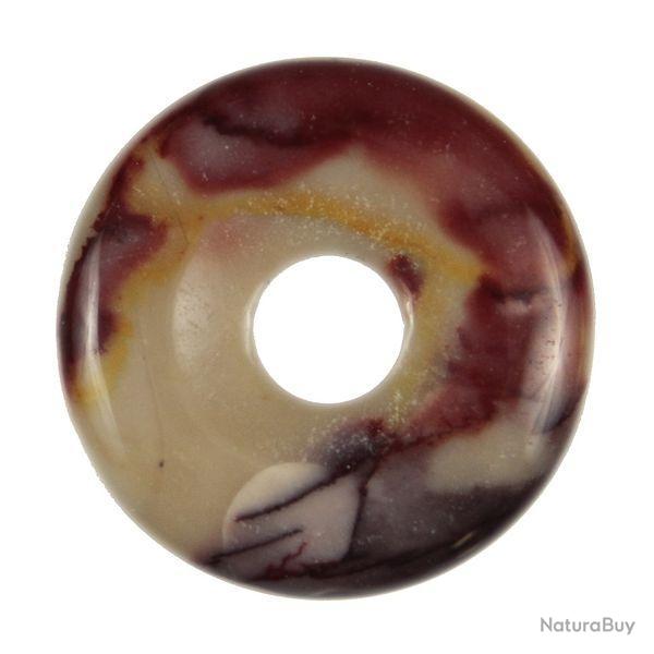 Donut Pi Chinois en jaspe mokaite pour pendentif 4 cm