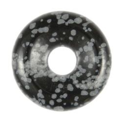 Donut Pi Chinois en obsidienne neige pour pendentif 3 cm