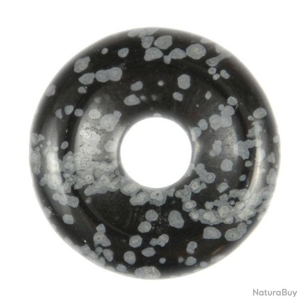 Donut Pi Chinois en obsidienne neige pour pendentif 3 cm