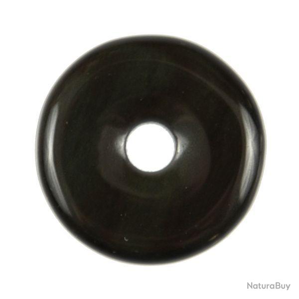 Donut Pi Chinois en obsidienne oeil cleste pour pendentif 4 cm