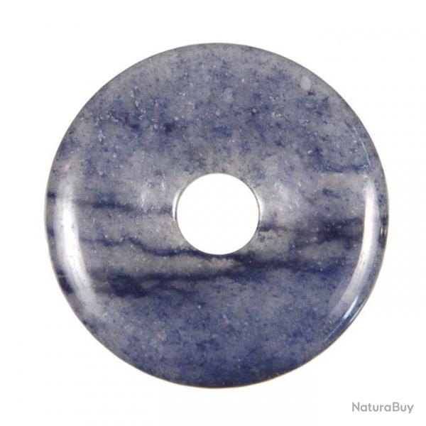 Donut Pi Chinois en quartz bleu pour pendentif 3 cm
