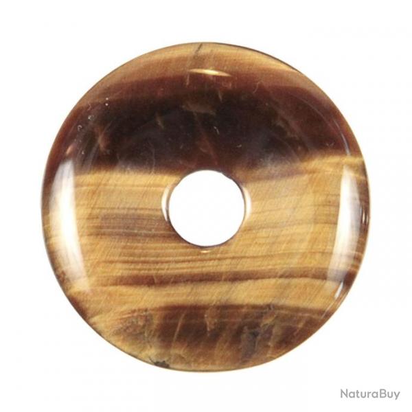 Donut Pi Chinois en oeil de tigre pour pendentif 4 cm