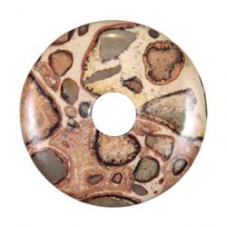 Donut Pi Chinois en léopardite (ou oncolithe) pour pendentif 3 cm